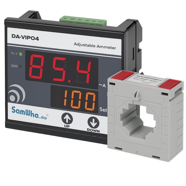 AMPERÍMETRO DIGITAL DE SOBRECORRIENTE AJUSTABLE SAMWHA‑DSP DA‑VIP04 CT50A (0,1‑999 A) CON ALARMA
